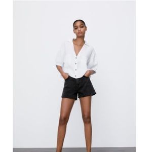 ZARA High Rise Black Denim Shorts
